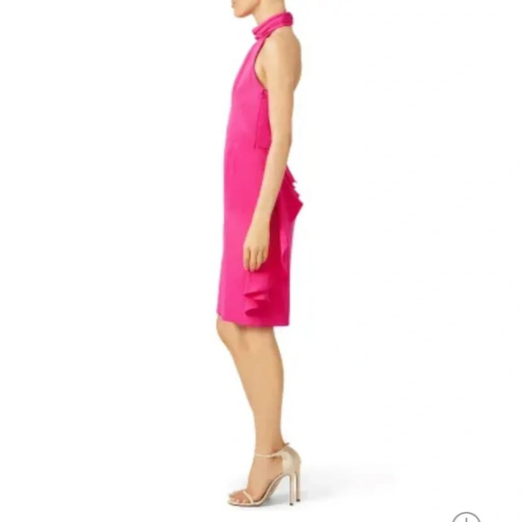 Carmen Marc Valvo Fuchsia Ruffle Halter Dress - Picture 6 of 11